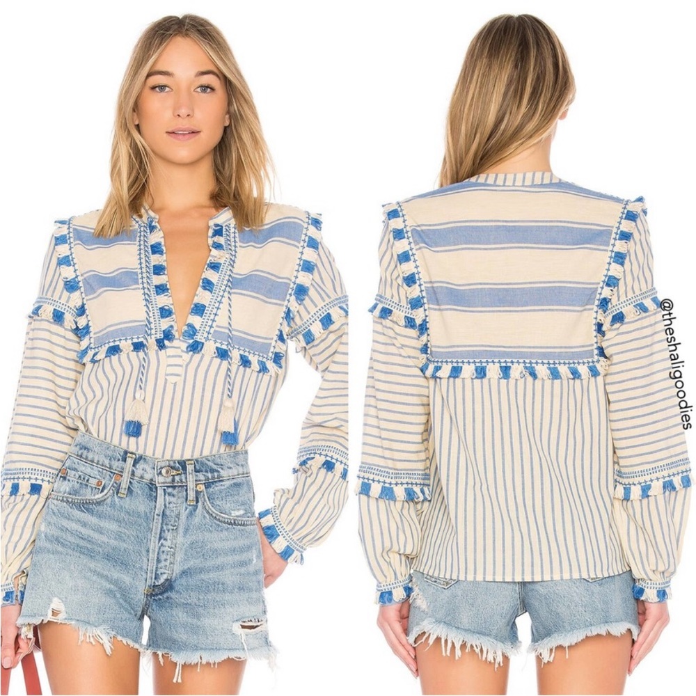 Dodo Bar Or Blue and Cream Striped Blouse - Picture 16 of 16